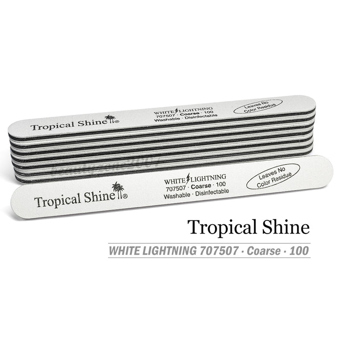 2 Pcs Tropical Shine White Lightning Nail File 100/100 #707507 - Coarse/Coarse
