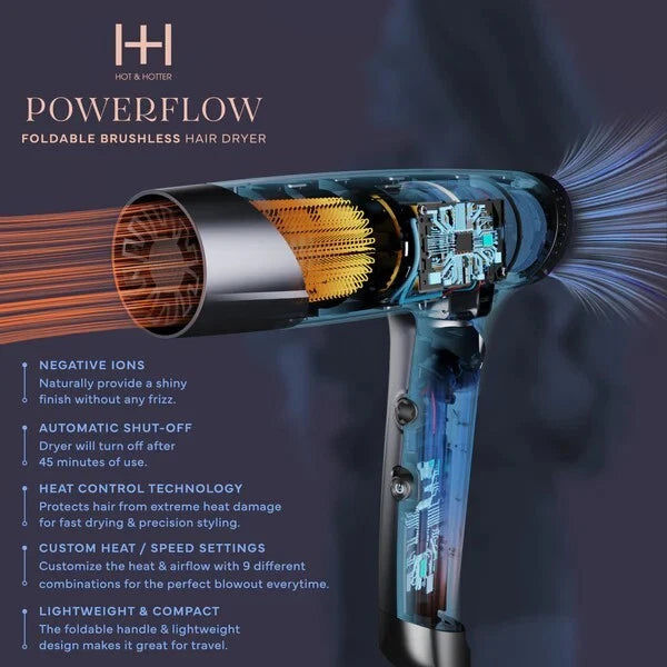 Annie Hot & Hotter Powerflow Foldable Brushless Hair Dryer #5889