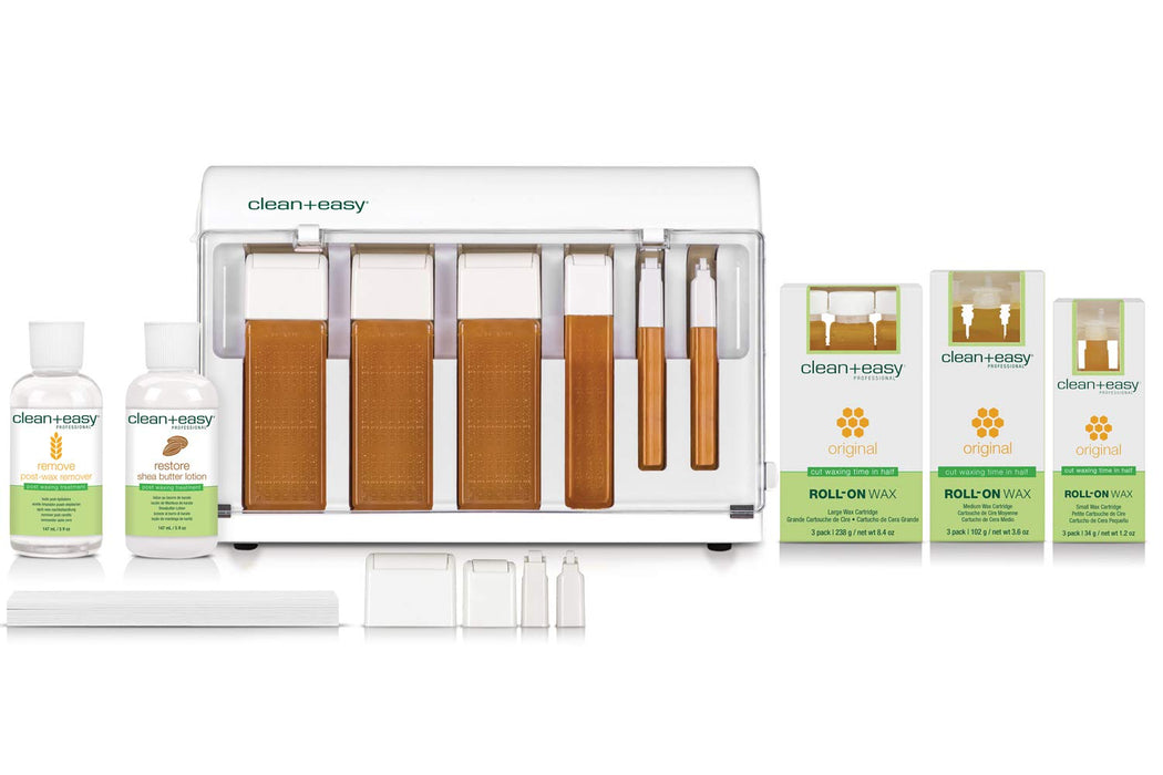 Clean + Easy - Roll On Facial Body Waxing Spa Basic Wax Kit