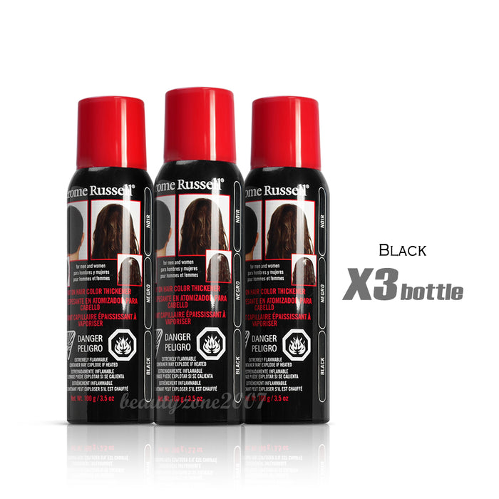 Jerome Russell - Spray-on Hair Color Thickener - Black 3.5 oz (3 Pack)