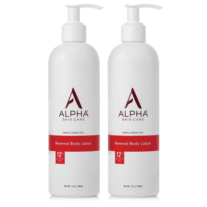 Alpha - Skin Care Renewal Body Lotion, 12% Glycolic AHA, 12oz (2 Pack)