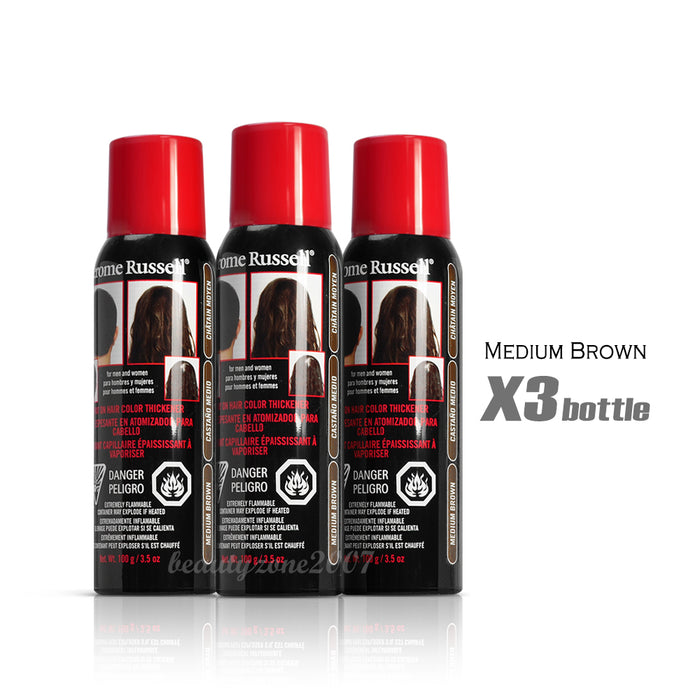 Jerome Russell - Spray-on Hair Color Thickener - Medium Brown 3.5 oz (3 Pack)