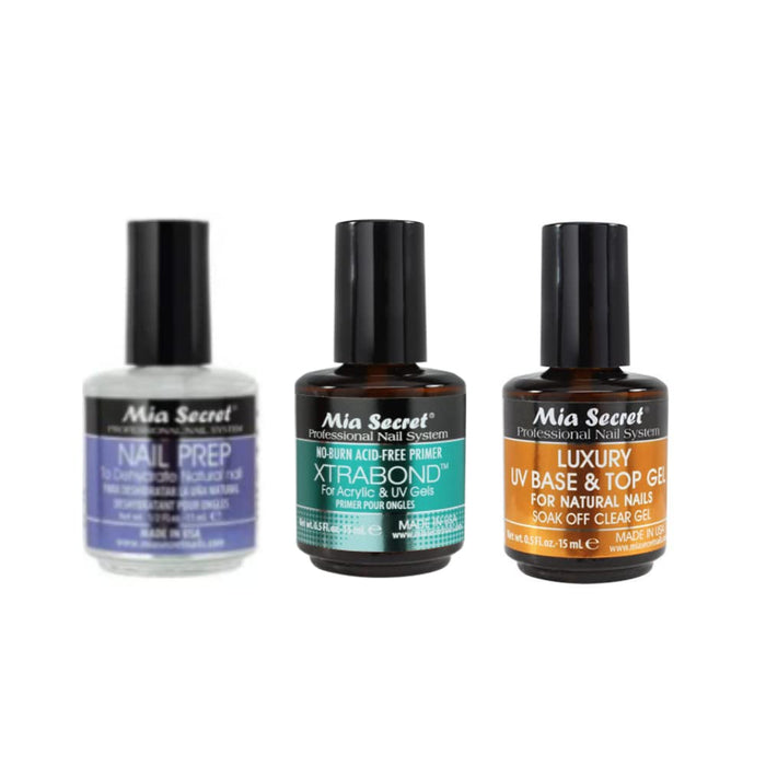 Mia Secret - Nail Prep + Xtrabond Primer + Luxury UV Base & Top 0.5oz