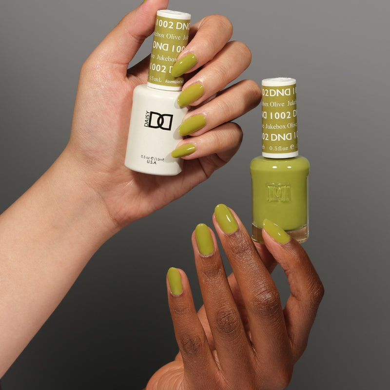 Gel y laca DND n.° 1002 Jukebox Olive – 14 ml (0,5 fl oz) UV/LED Soak Off