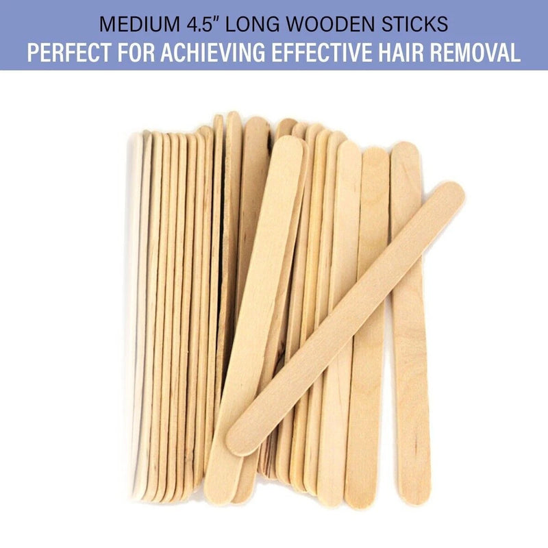 100 Medium Wooden Waxing Sticks Hair Removal Applicators Spatula 4.5"