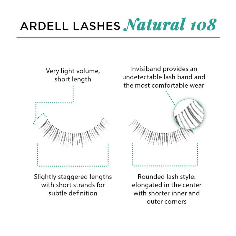 Ardell - Pestañas postizas en tira - Natural 108 (Paquete de 4)