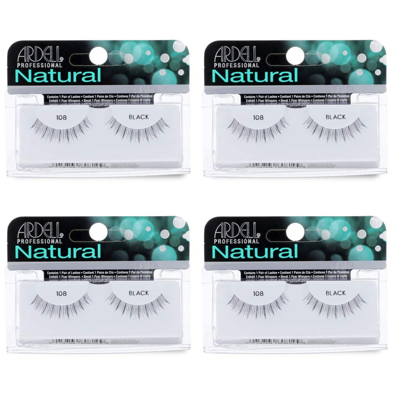 Ardell - Pestañas postizas en tira - Natural 108 (Paquete de 4)