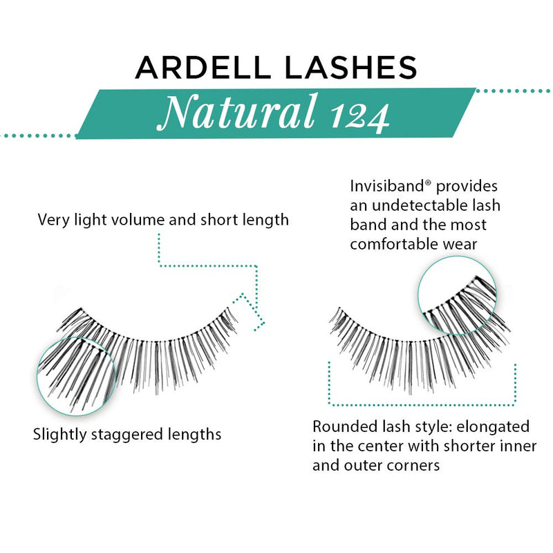 Ardell - Pestañas postizas en tira - Natural 124 (Paquete de 4)
