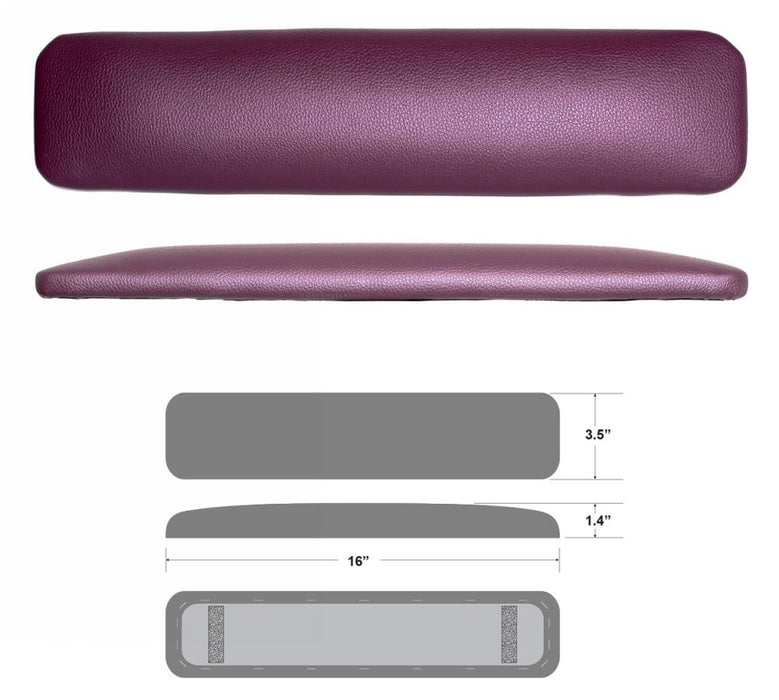 16" Armrest for Nail Table | Long | Straight - Dark Burgundy
