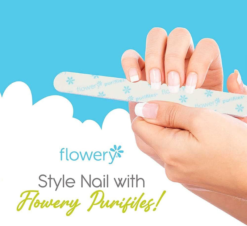 Flowery Purifiles Standard Pink Core Disinfectable Nail Files 80/100 Grit 20ct