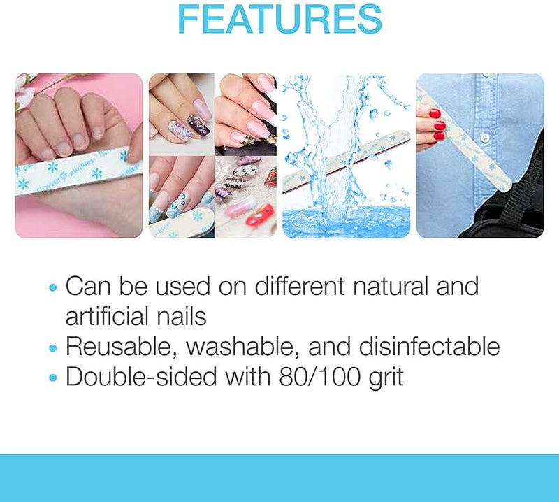 Flowery Purifiles Standard Pink Core Disinfectable Nail Files 80/100 Grit 20ct