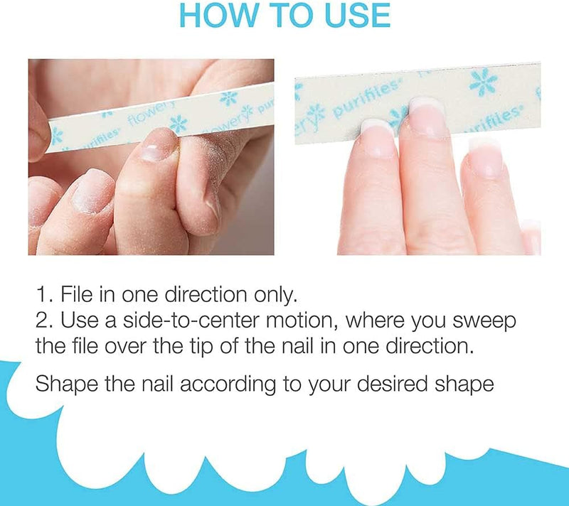 Flowery Purifiles Standard Pink Core Disinfectable Nail Files 80/100 Grit 20ct