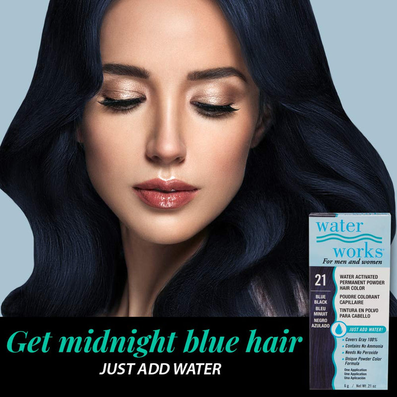 Water Works - Permanent Powder Hair Color - #21 Blue Black (2 Pack)