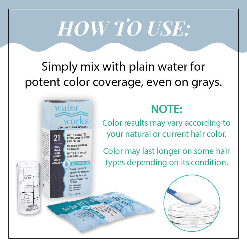 Water Works - Permanent Powder Hair Color - #21 Blue Black (2 Pack)