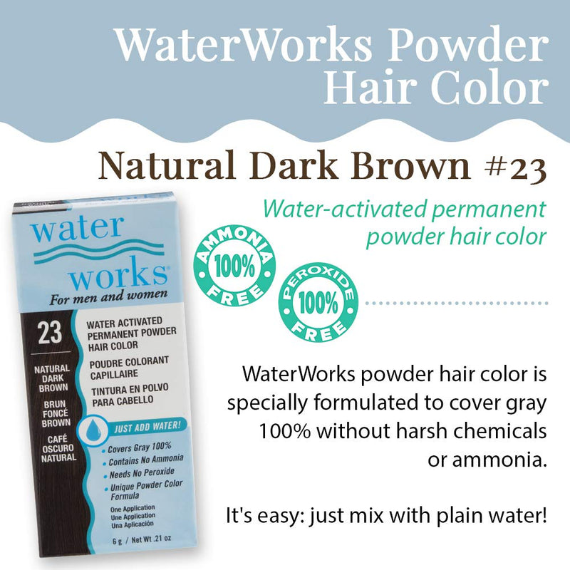 Water Works - Permanent Powder Hair Color - #23 Natural Dark Brown (2 Pack)