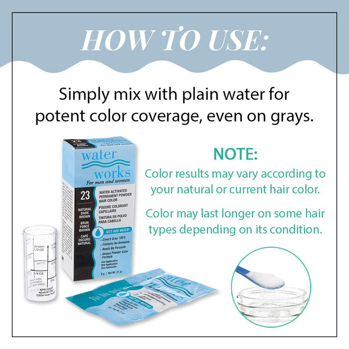 Water Works - Permanent Powder Hair Color - #23 Natural Dark Brown (6 Pack)