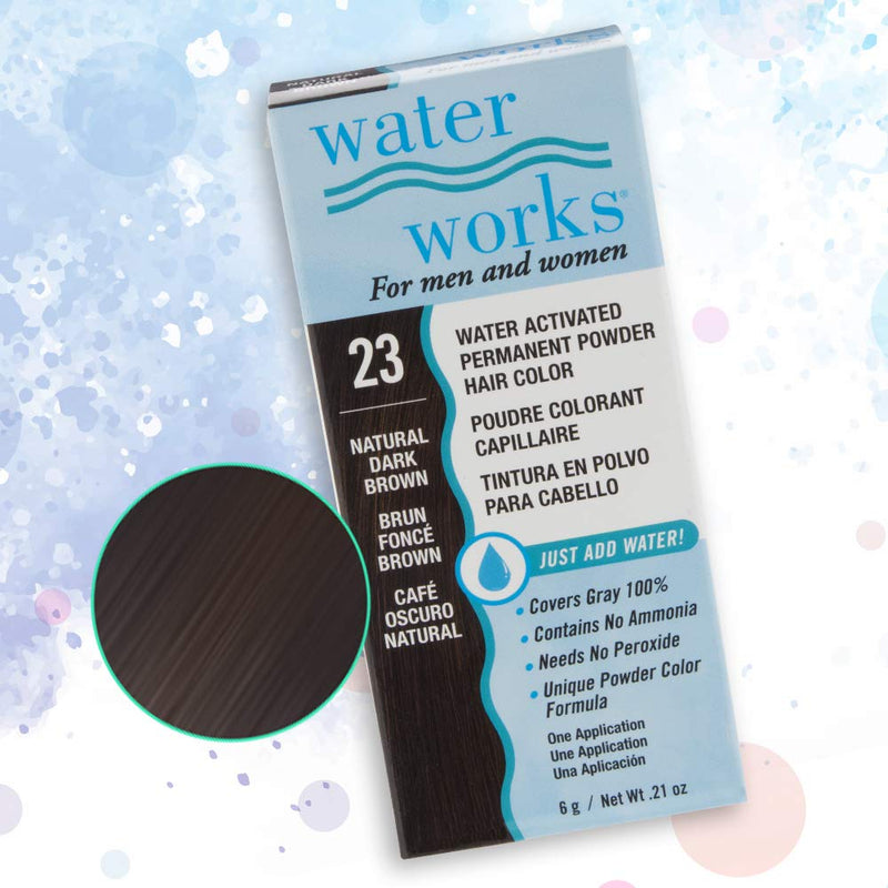 Water Works - Permanent Powder Hair Color - #23 Natural Dark Brown (2 Pack)