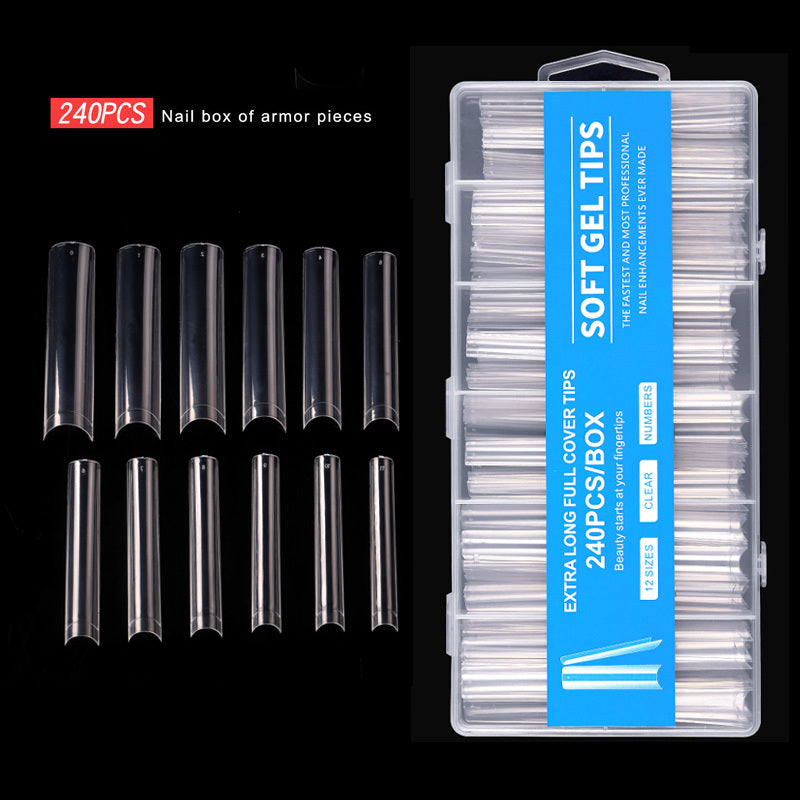 Soft Gel Tips 12 Sizes Extra Long Half Cover - Clear - 240pcs (2 Boxs)