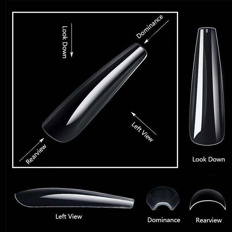 Soft Gel Tips 12 Sizes Extra Long Half Cover - Clear - 240pcs (2 Boxs)