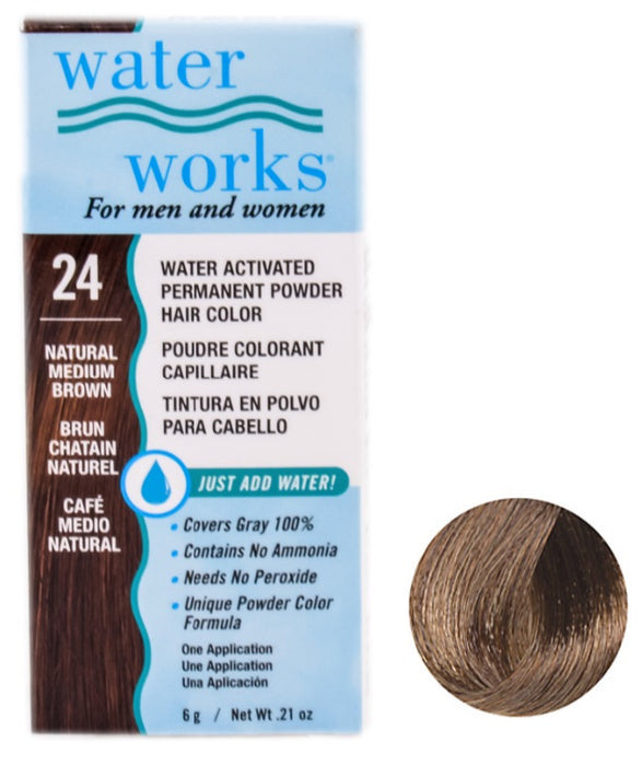 Water Works - Permanent Powder Hair Color - #24 Natural Medium Brown