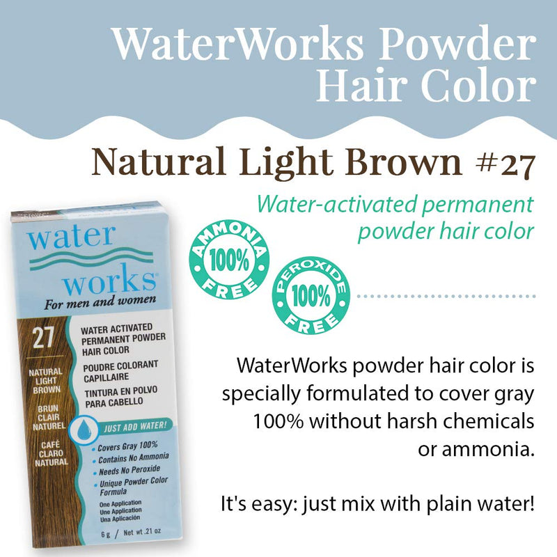 Water Works - Permanent Powder Hair Color - #27 Natural Light Brown (3 Pack)