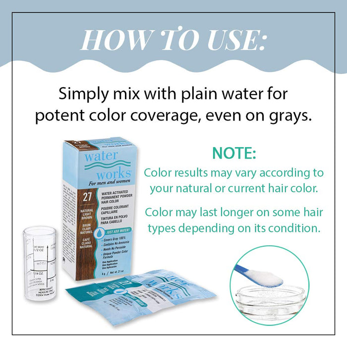 Water Works - Permanent Powder Hair Color - #27 Natural Light Brown (6 Pack)