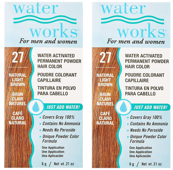 Water Works - Permanent Powder Hair Color - #27 Natural Light Brown (2 Pack)