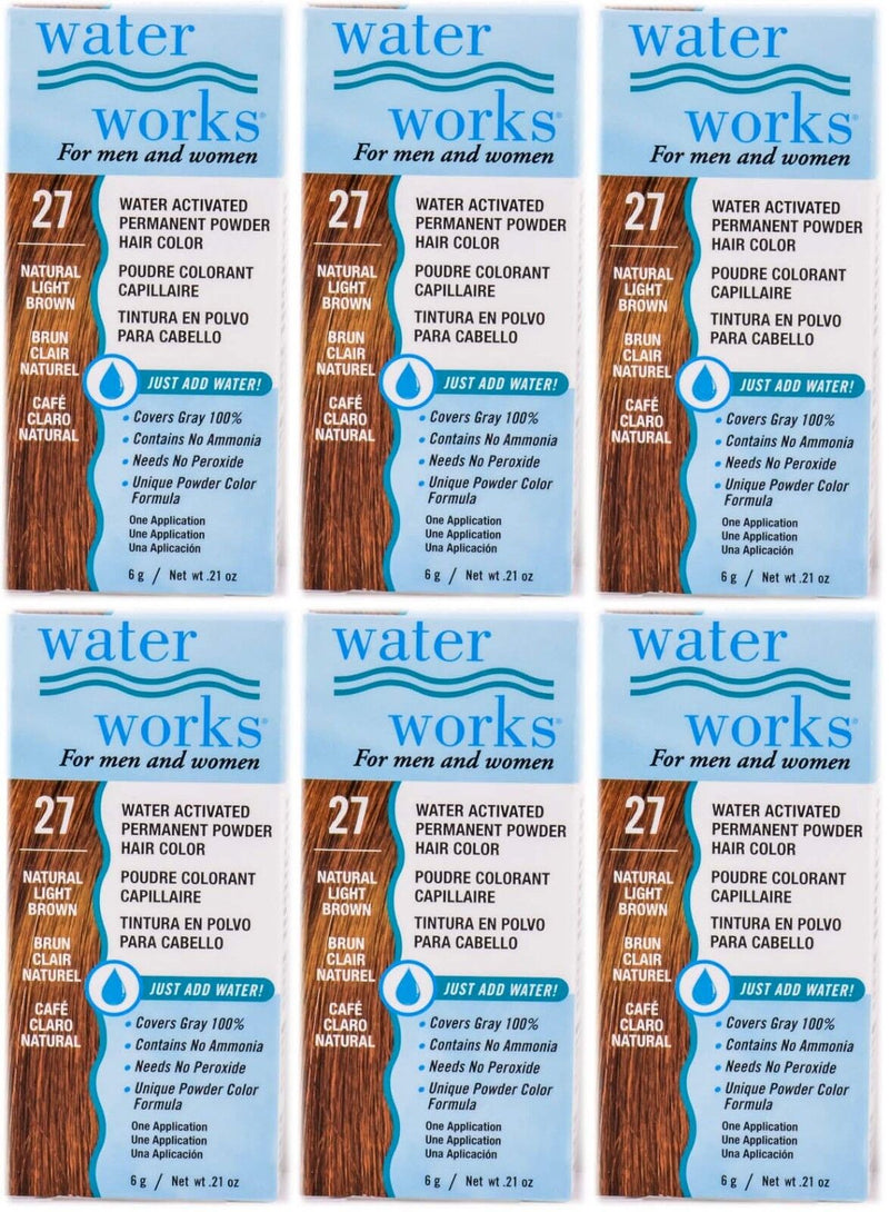 Water Works - Permanent Powder Hair Color - #27 Natural Light Brown (6 Pack)
