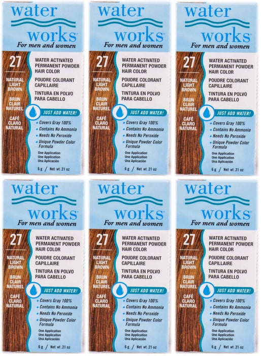 Water Works - Permanent Powder Hair Color - #27 Natural Light Brown (6 Pack)