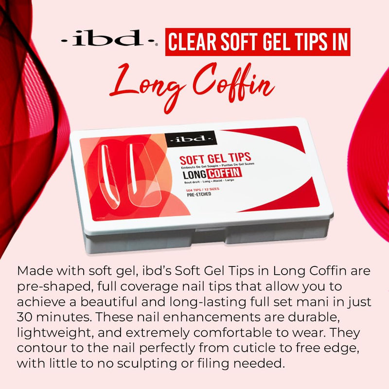 ibd - Soft Gel Tips - Long Coffin (504 Tips)
