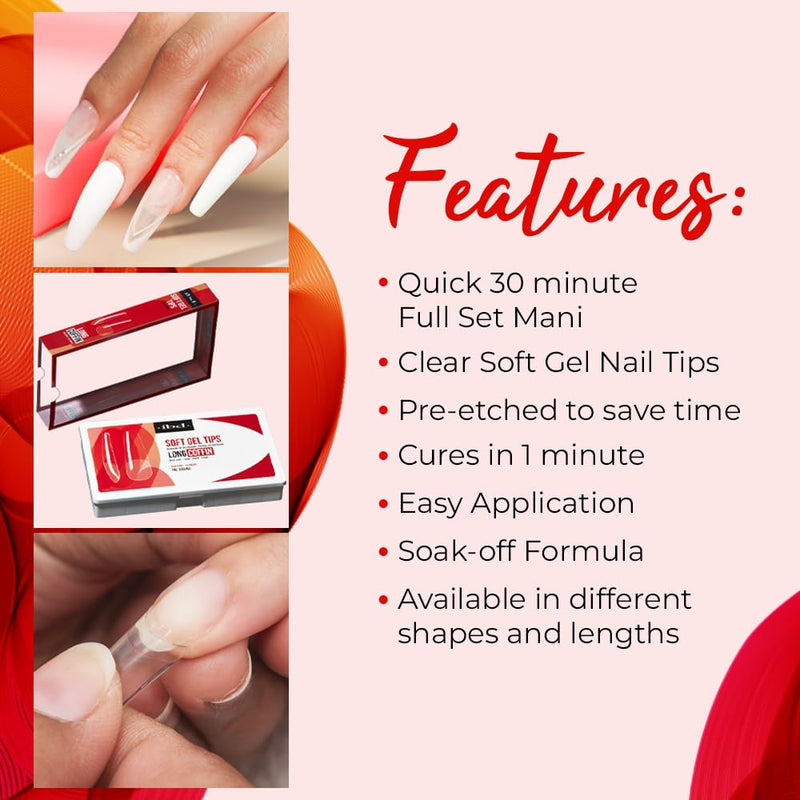 ibd - Soft Gel Tips - Long Coffin (504 Tips)