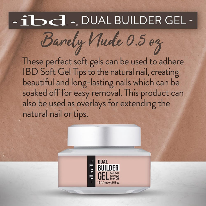 ibd - Dual Builder Gel - Soft Gel/Adhesive - Barely Nude 0.5 oz