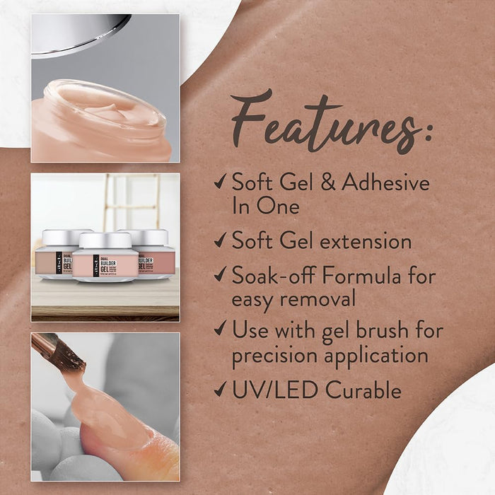 ibd - Dual Builder Gel - Soft Gel/Adhesive - Barely Nude 0.5 oz