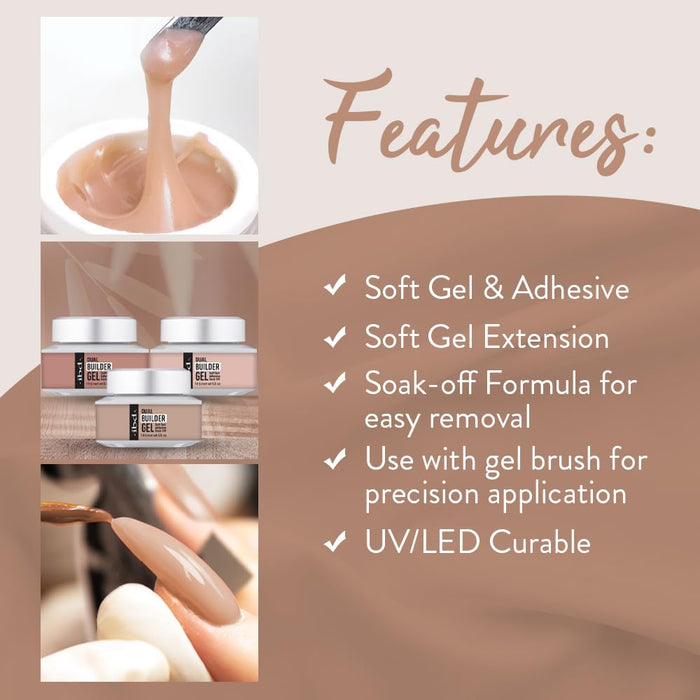 IBD - Dual Builder Gel - Soft Gel/Adhesive Cool Nude 0.5 oz