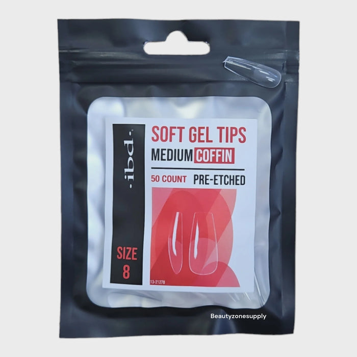 ibd - Soft Gel Tips Refill - Medium Coffin #8 (50ct) (3 Pack)
