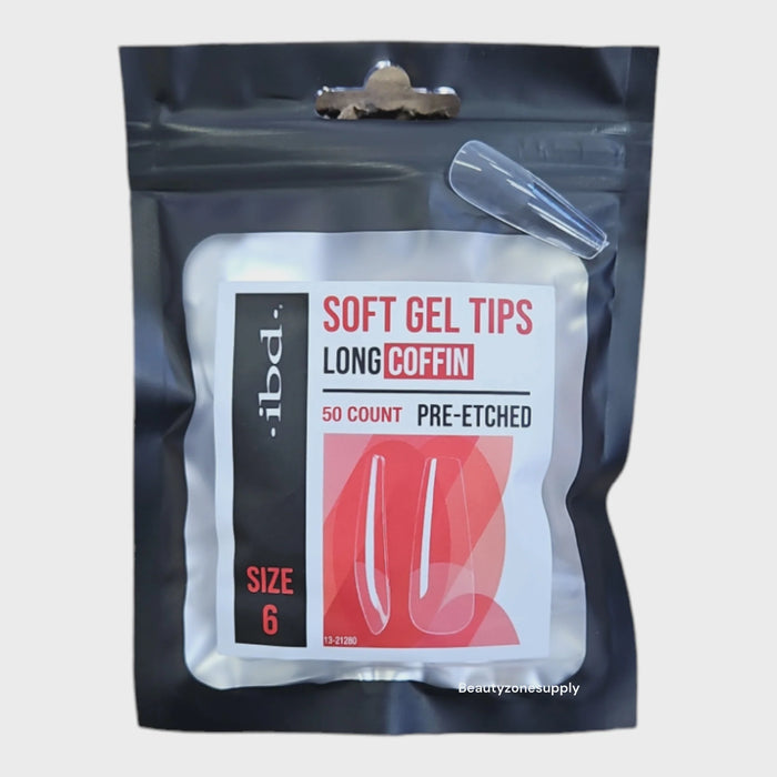 ibd - Soft Gel Tips Refill - Long Coffin 50ct #6 (3 Pack)