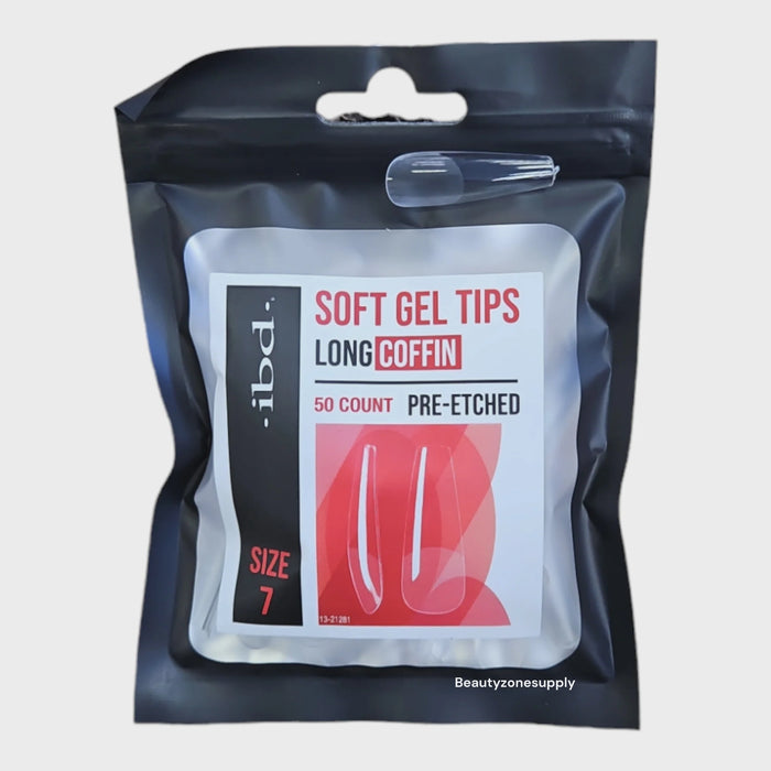ibd - Soft Gel Tips Refill - Long Coffin 50ct #7 (3 Pack)