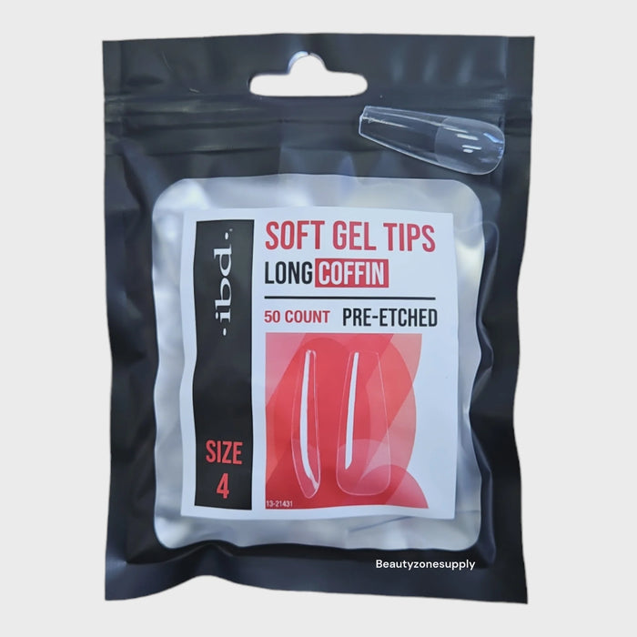 ibd - Soft Gel Tips Refill - Long Coffin 50ct #4 (3 Pack)
