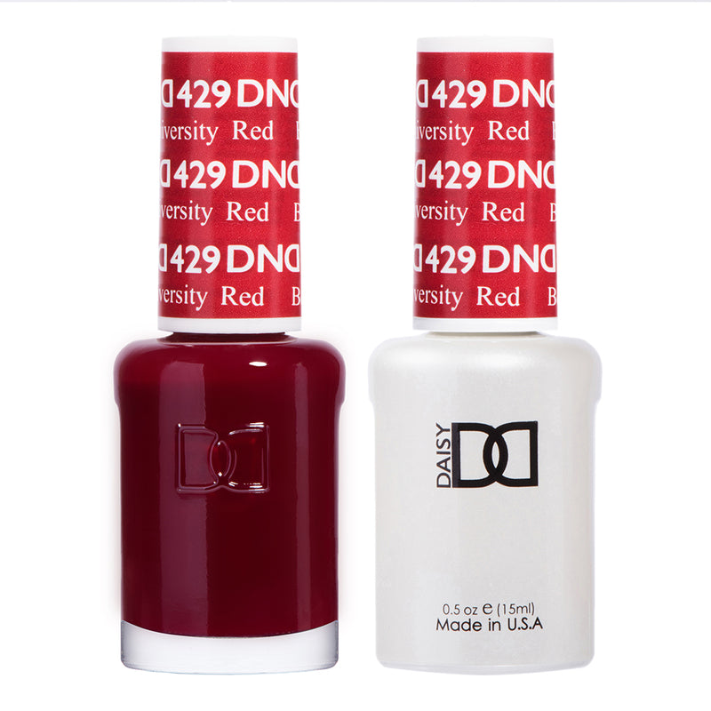 Esmalte en gel y laca DND n.° 429 Rojo Universidad de Boston – 14 ml (0,5 fl oz) con sistema de remoción UV/LED