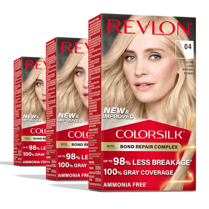 Revlon ColorSilk Permanent Hair Color #04 Ultra Light Natural Blonde (3 Pack)