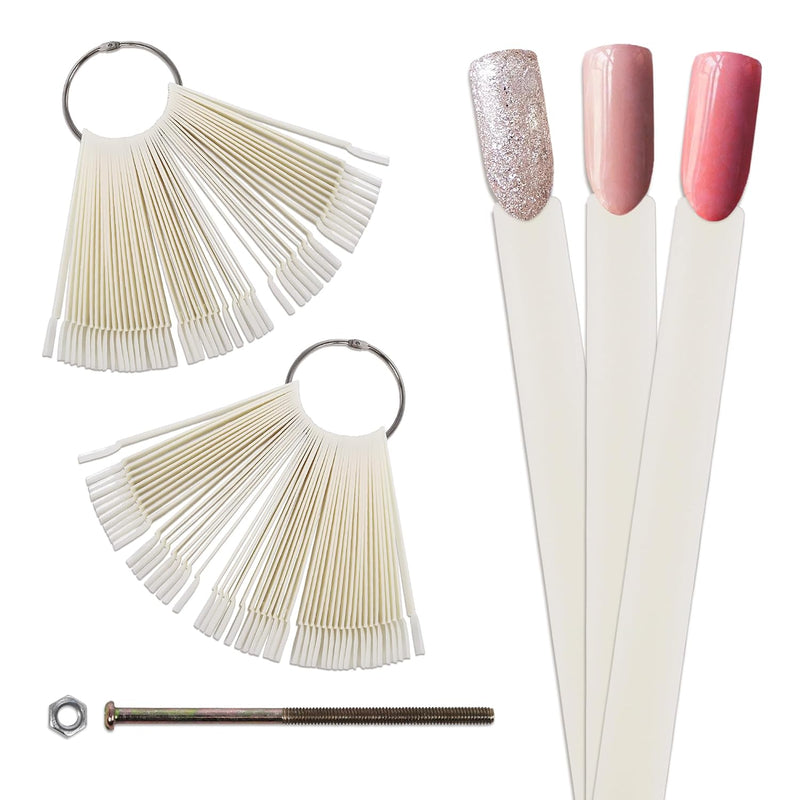 250 Nail Tips Natural Fan Display for Nail Art Design (5 Pack)