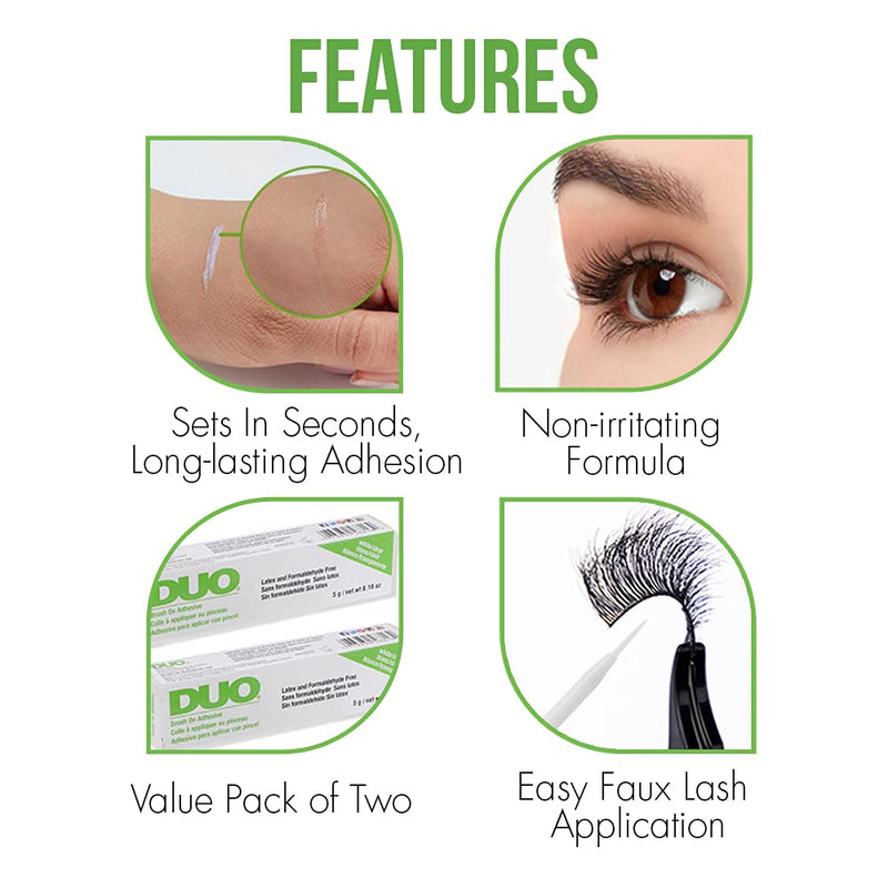 Adhesivo Duo para pestañas postizas con brocha - Blanco/Transparente (Paquete de 2) #56812 