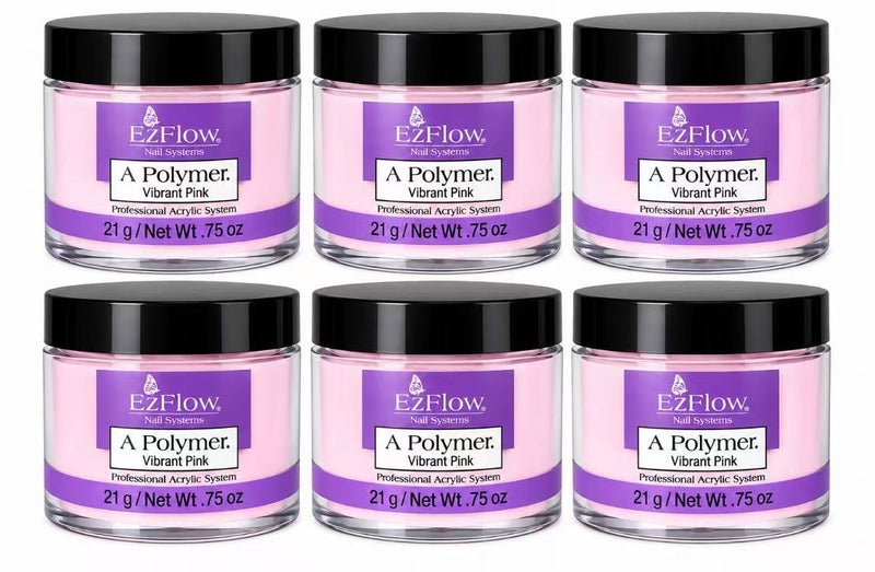 EzFlow Acrylic Powder - Vibrant Pink 0.75 oz (6 Pack)