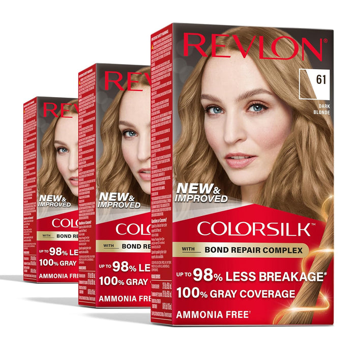 Revlon ColorSilk Permanent Hair Color #61 Dark Blonde (3 Pack)