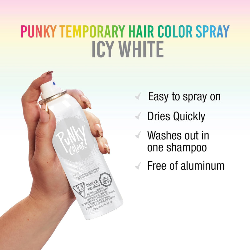 Punky Colour - Temporary Hair Color Spray - Icy White 3.5 oz