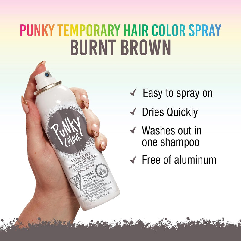 Punky Colour - Temporary Hair Color Spray - Burnt Brown 3.5 oz