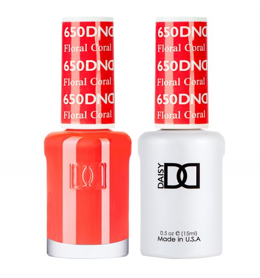 Gel y laca DND n.° 650 Coral Floral – 14 ml (0,5 fl oz) Removible con luz UV/LED