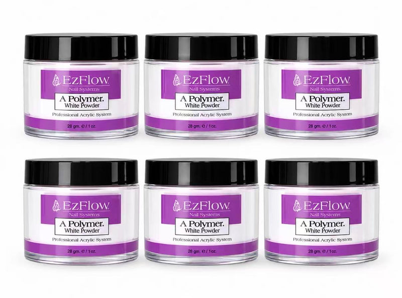 EzFlow Acrylic Powder - White 0.75 oz (6 Pack)