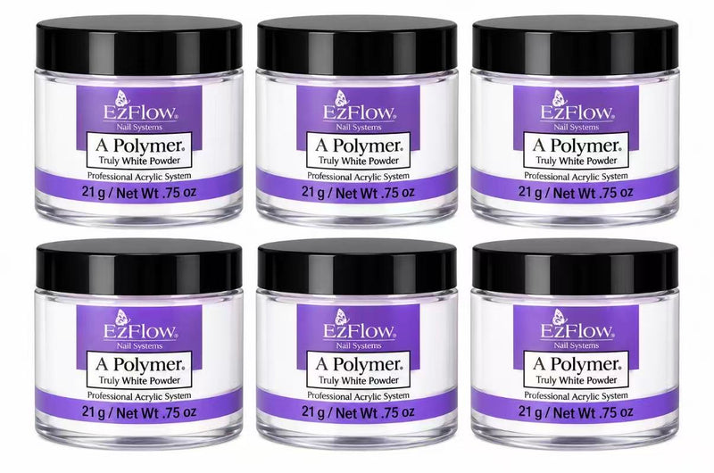 EzFlow Acrylic Powder - Truly White 0.75 oz (6 Pack)