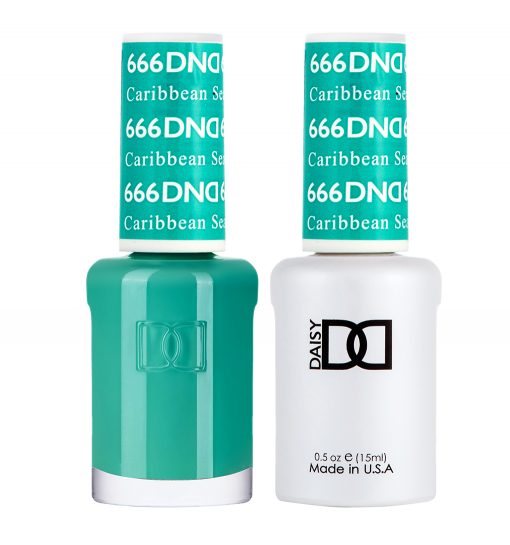 Gel y laca DND n.° 666 Mar Caribe – 14 ml (0,5 fl oz) UV/LED Soak Off